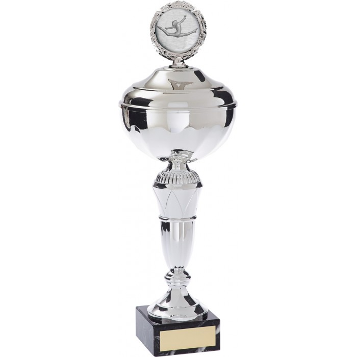 GYMNASTICS METAL TROPHY WITH CHOICE OF CENTRE  - AVAILABLE IN 4 SIZES